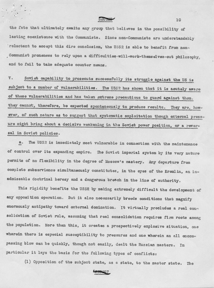 Draft of report, \"Soviet Intentions and Capabilities\"