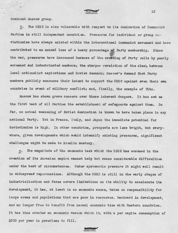 Draft of report, \"Soviet Intentions and Capabilities\"