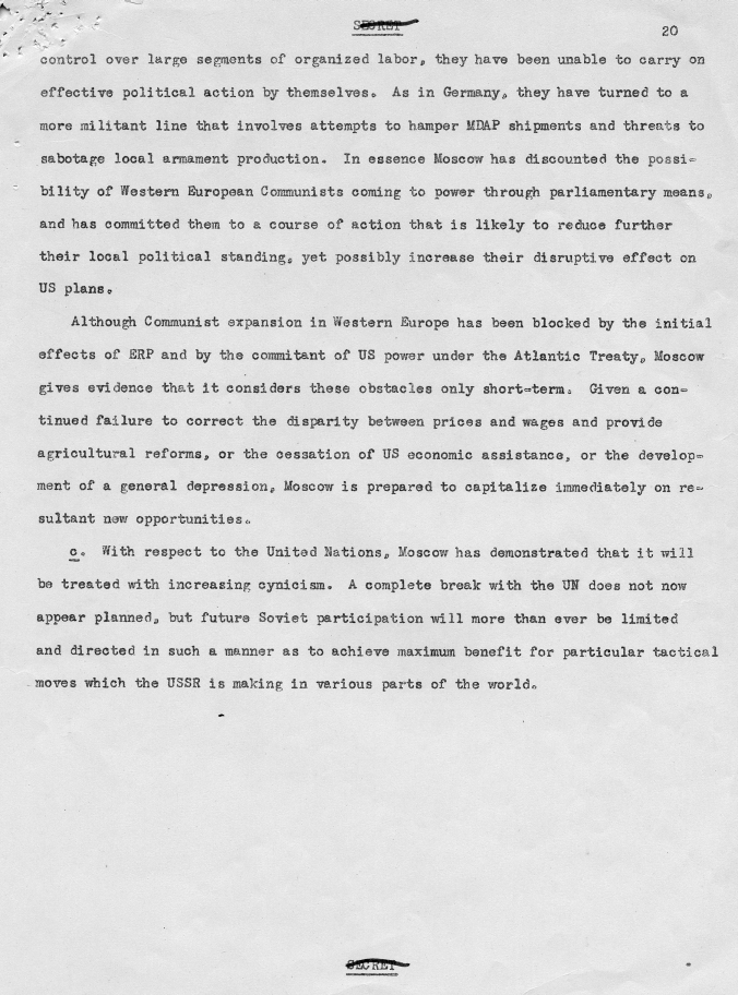 Draft of report, \"Soviet Intentions and Capabilities\"
