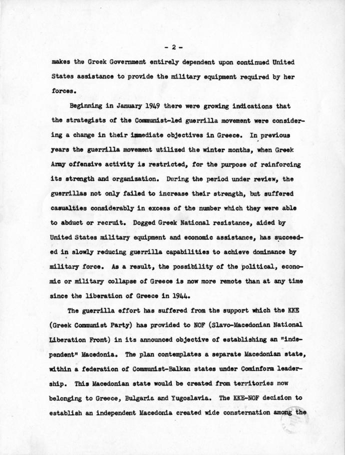 Draft, \"Seventh Report on Congress to Greece and Turkey\" with attached memo