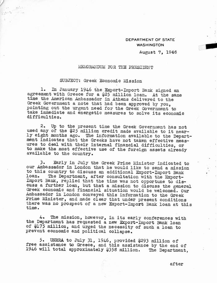 Dean Acheson to Harry S. Truman, with attached press release