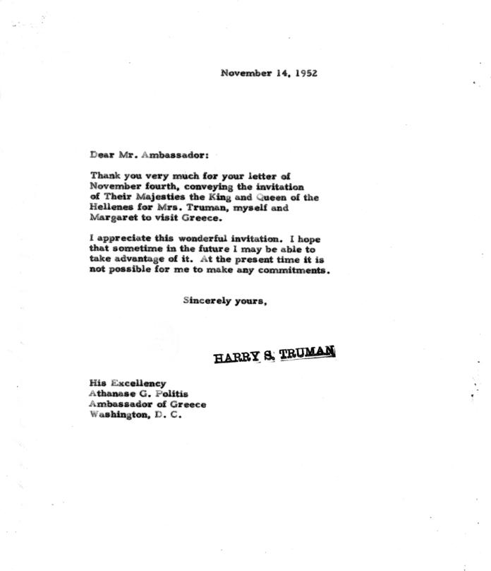 A.G. Politis to Dean Acheson, with attachments