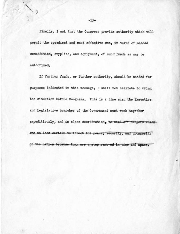 Draft, President\'s Message to Congress on Greek Situation