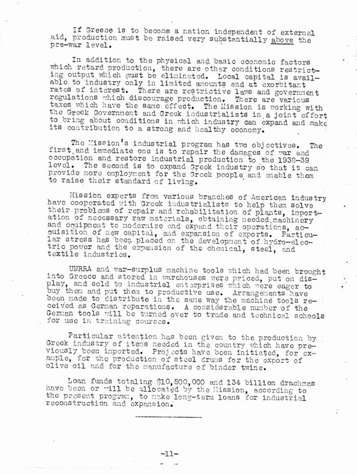 \"A Factual Summary Concerning the American Mission for Aid to Greece\"