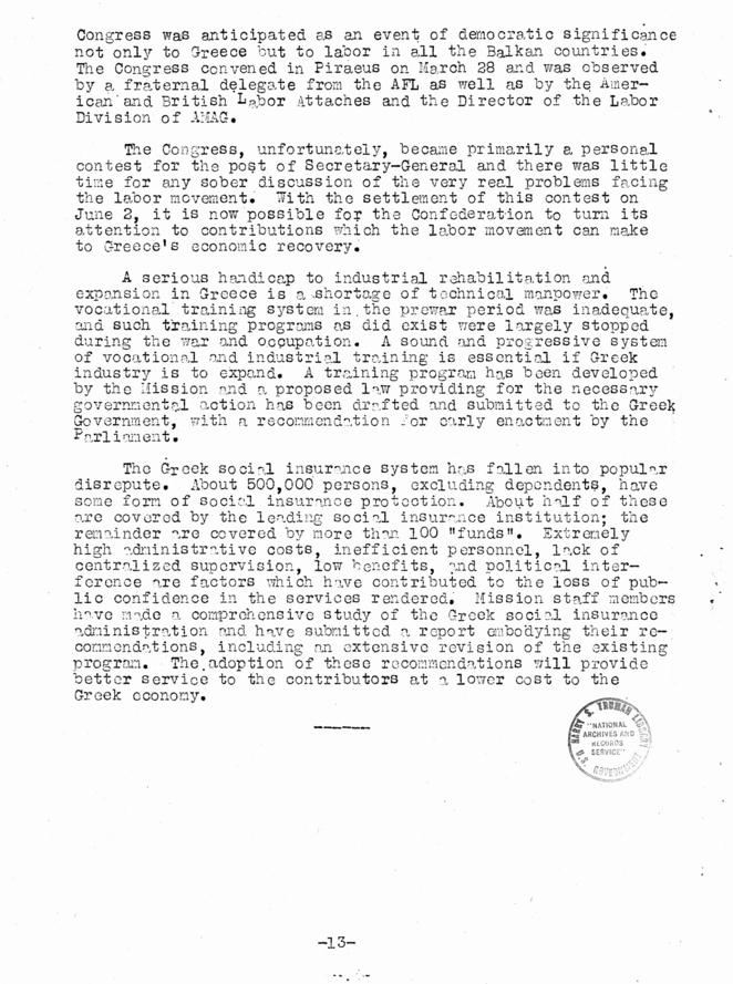 \"A Factual Summary Concerning the American Mission for Aid to Greece\"