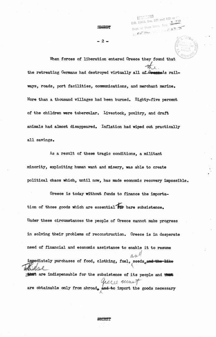 Draft of speech