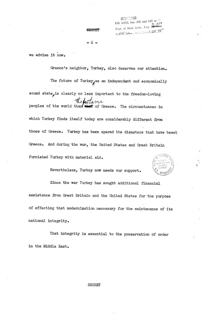 Draft of speech