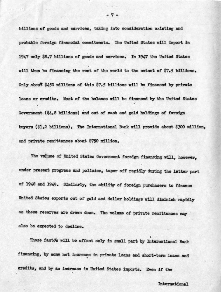 Joseph M. Jones to Dean Acheson, with attached draft outline notes for speech