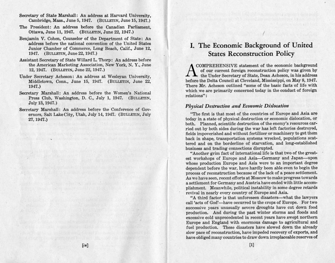 Development of Foreign Reconstruction Policy, March-July 1947