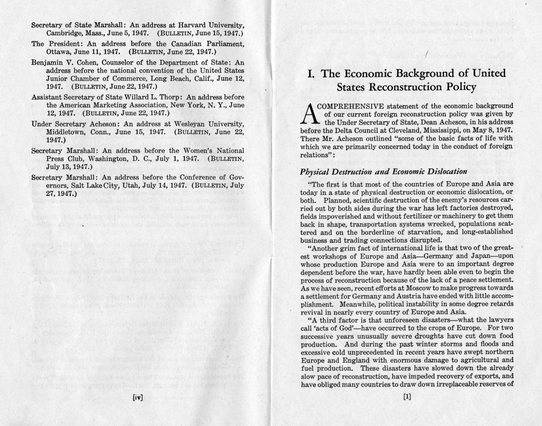 Development of Foreign Reconstruction Policy, March-July 1947