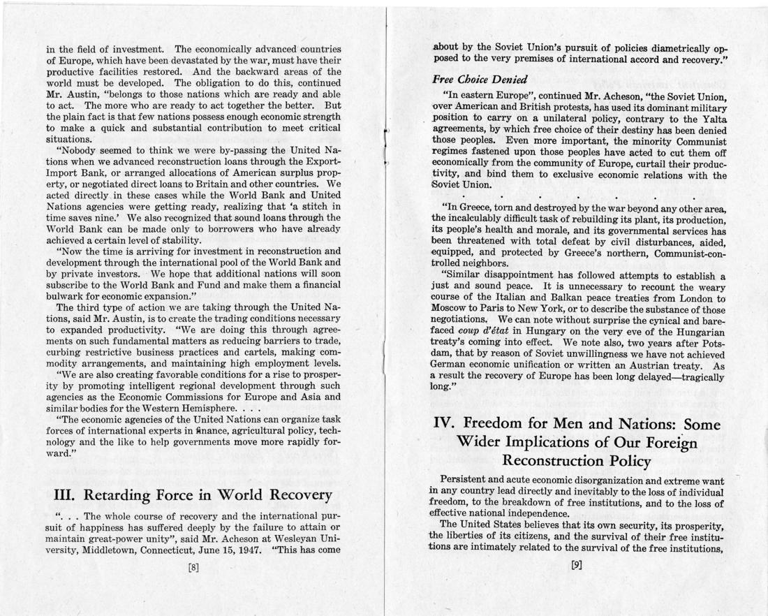 Development of Foreign Reconstruction Policy, March-July 1947