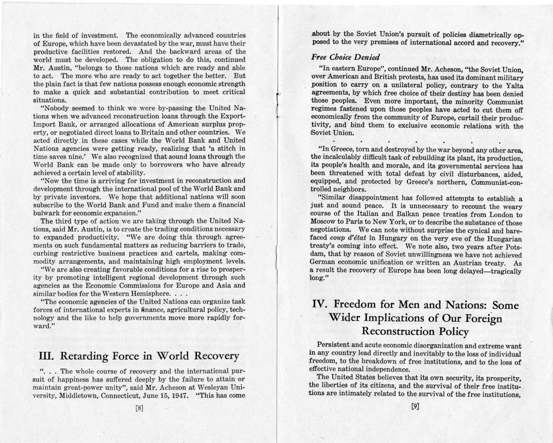 Development of Foreign Reconstruction Policy, March-July 1947