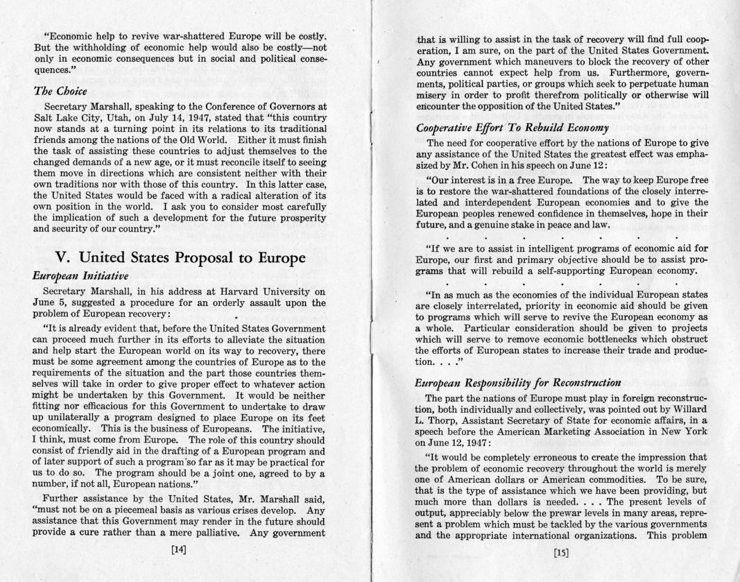 Development of Foreign Reconstruction Policy, March-July 1947