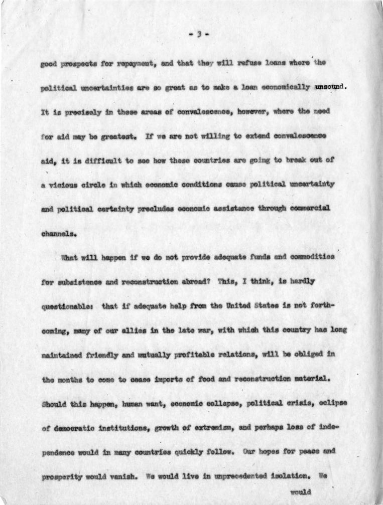 Joseph M. Jones to Hubert Havlick, et al., with attached speech draft