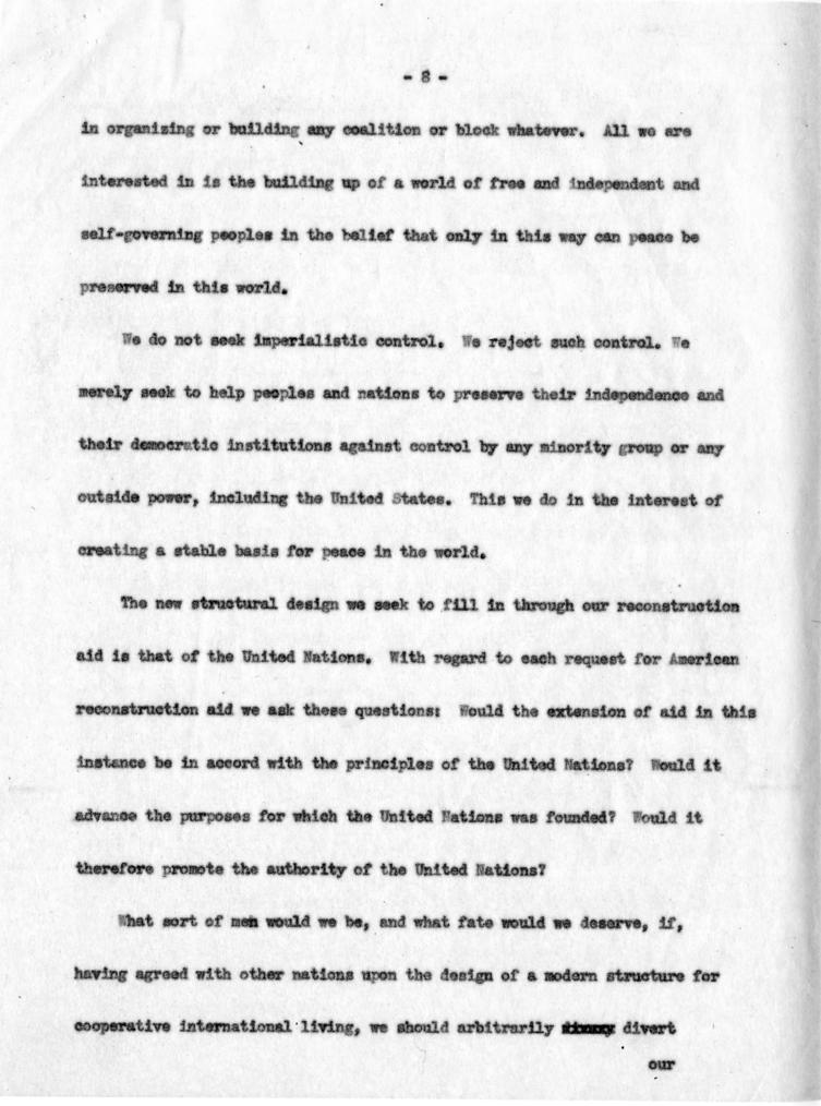 Joseph M. Jones to Hubert Havlick, et al., with attached speech draft