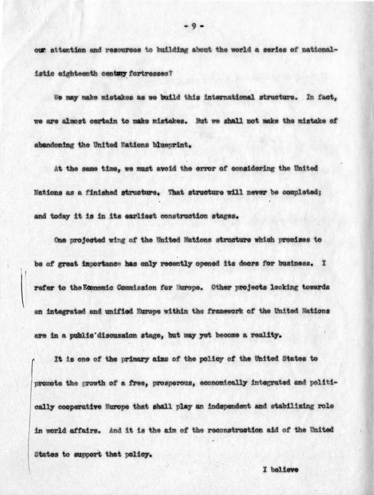 Joseph M. Jones to Hubert Havlick, et al., with attached speech draft