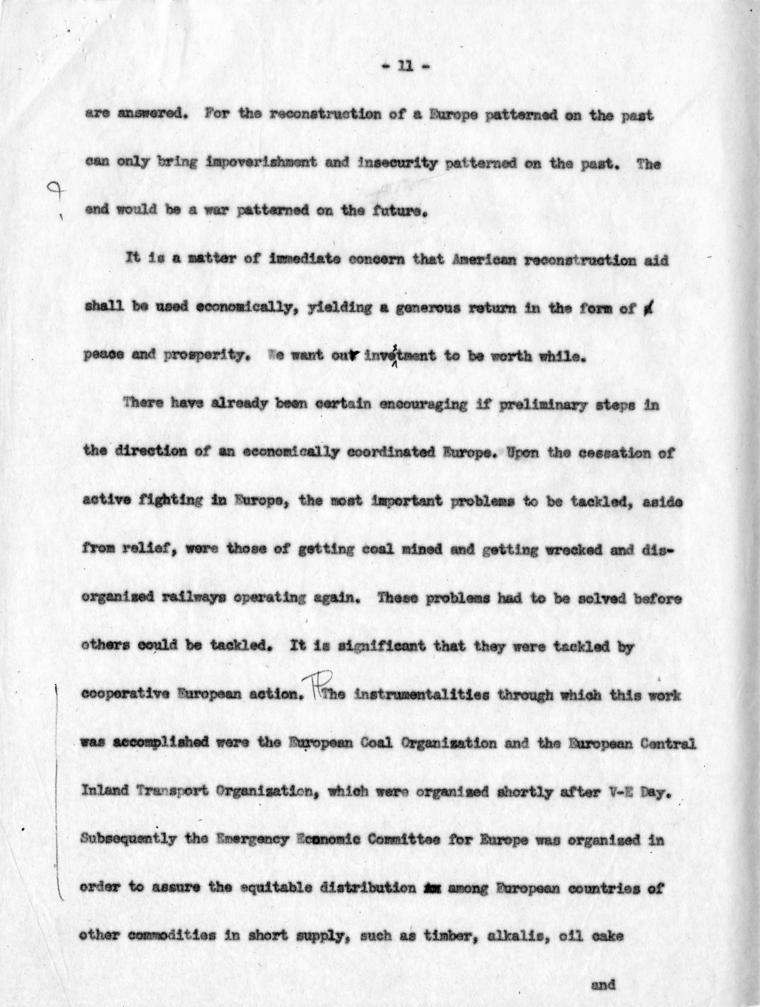 Joseph M. Jones to Hubert Havlick, et al., with attached speech draft