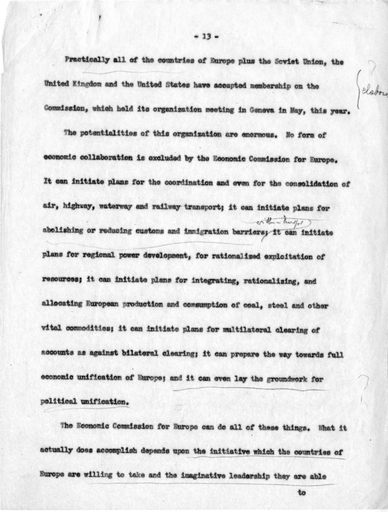 Joseph M. Jones to Hubert Havlick, et al., with attached speech draft