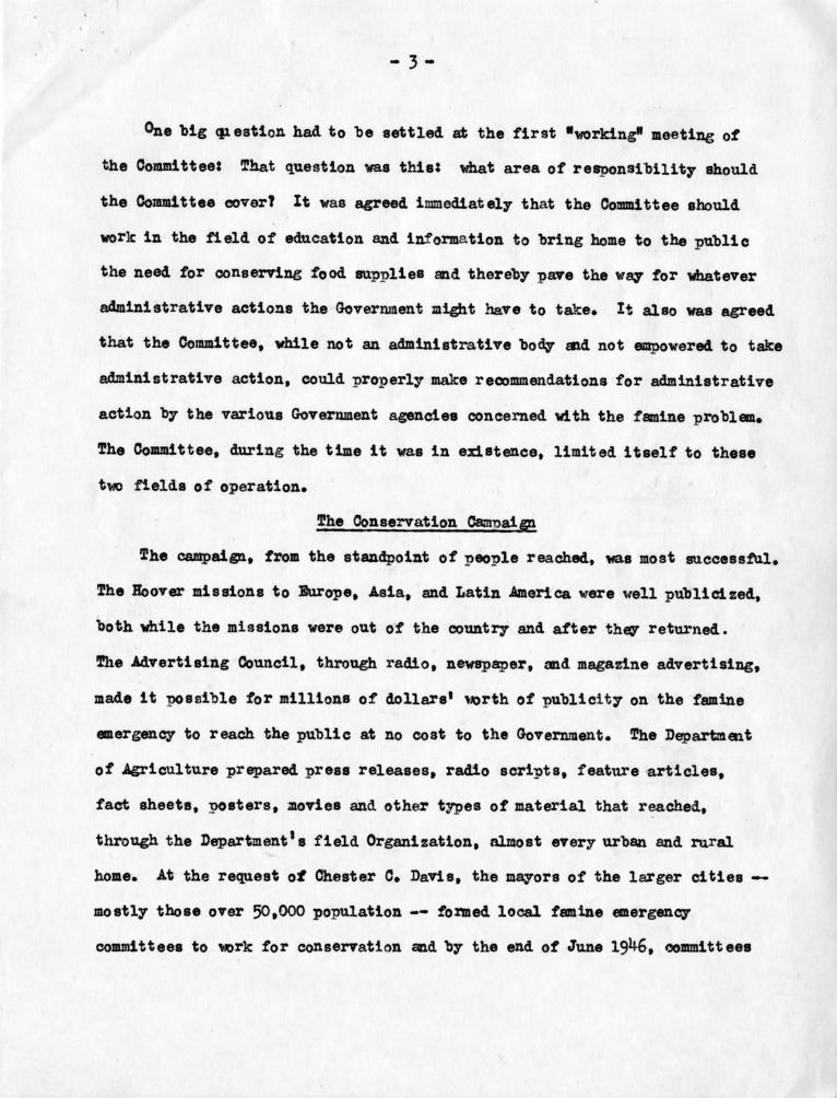 Clinton Anderson to Harry S. Truman, with attached Summary Report of Famine Emergency Committee