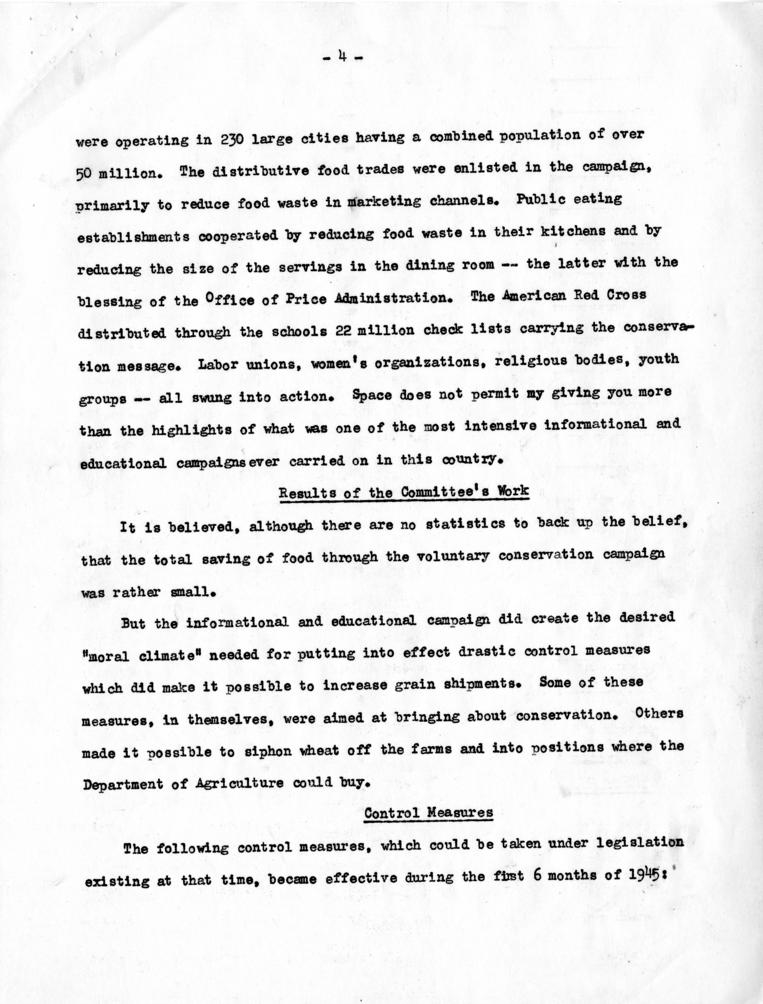 Clinton Anderson to Harry S. Truman, with attached Summary Report of Famine Emergency Committee