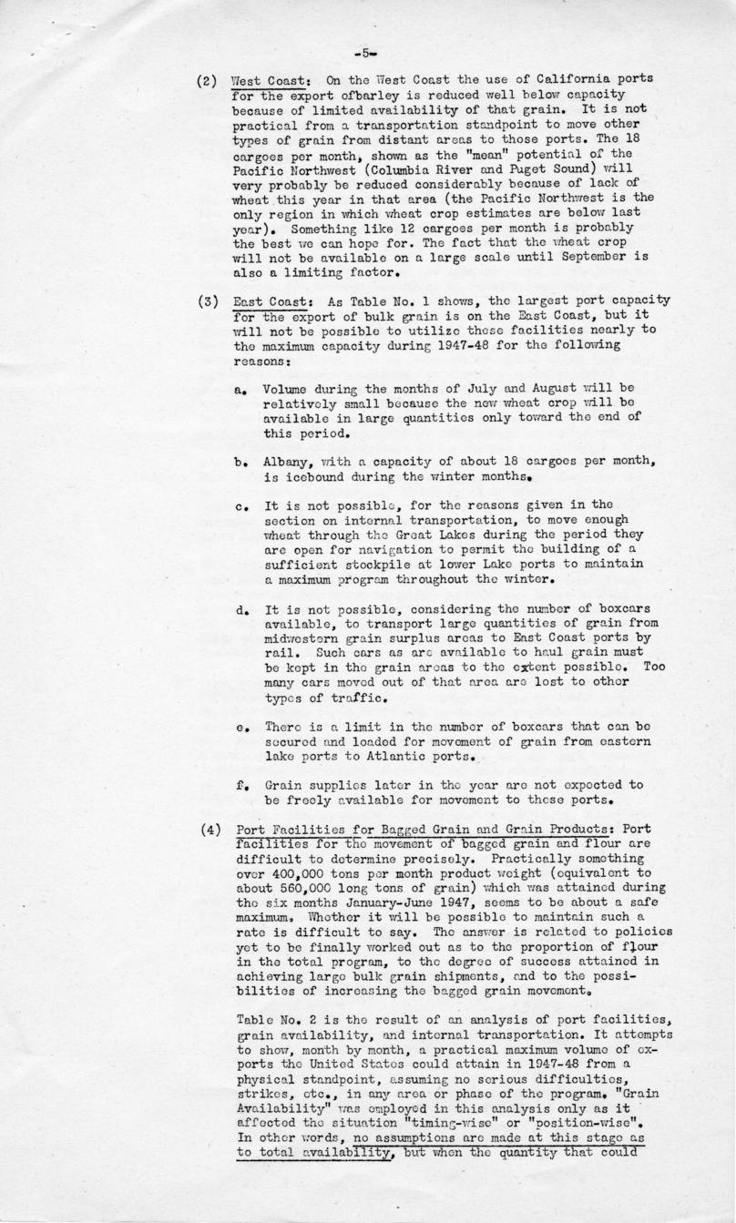 Clinton Anderson to D. A. FitzGerald, with attached report, \"The United States Grain Export Program\"