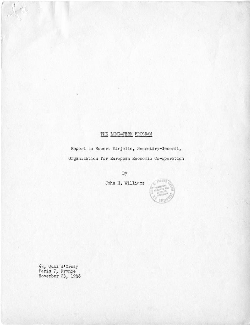 John H. Williams to Paul Hoffman with attached report