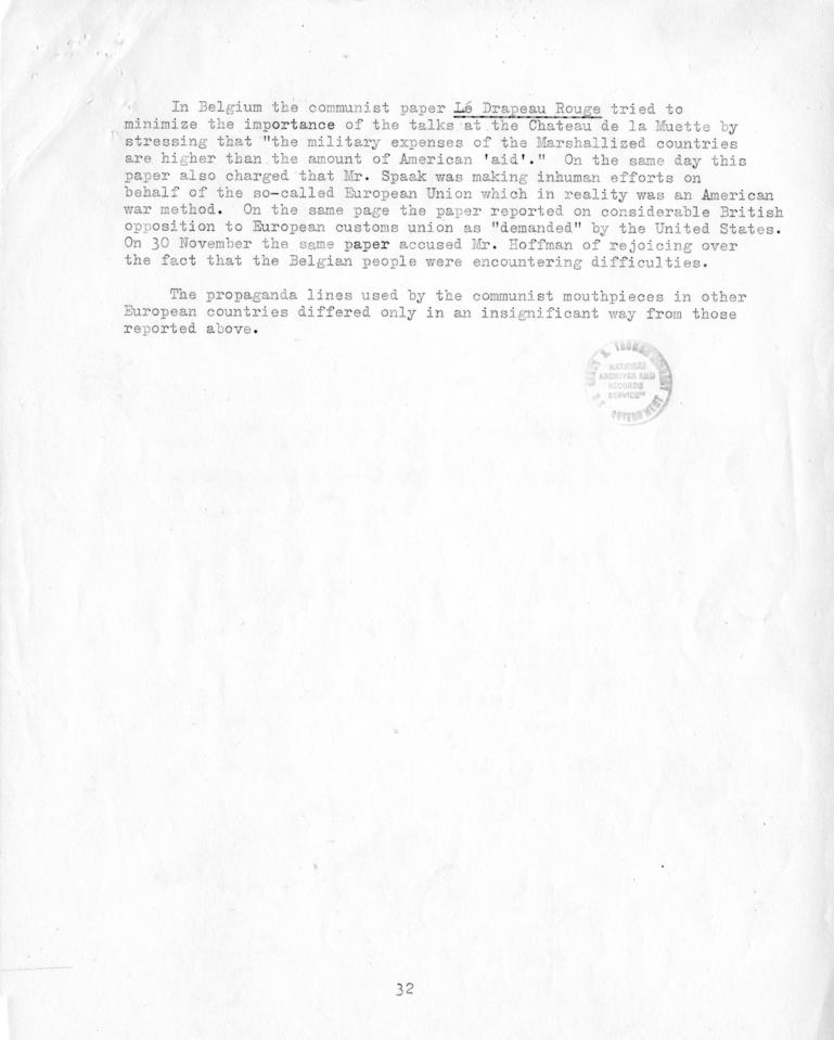 Review of European Press Reaction to Mr. Hoffman\'s Paris Visit and OEEC Negotiations, 25 October through 10 November 1949