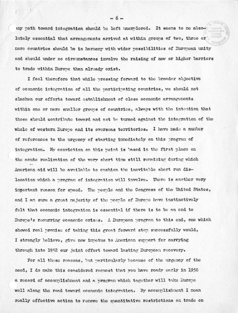 Text of Statement by Paul G. Hoffman on European Economy