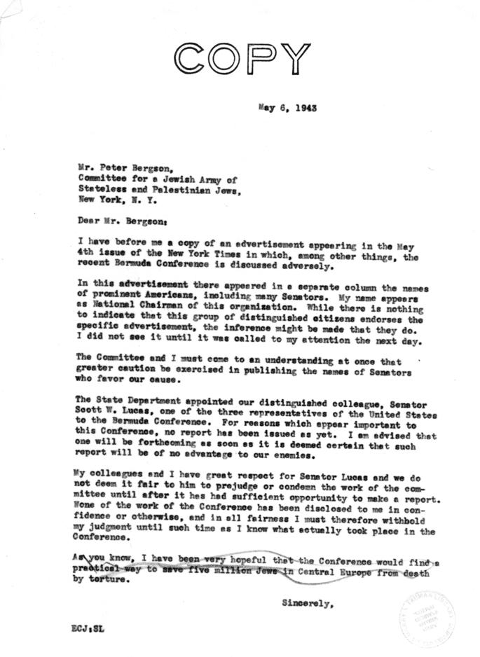 Correspondence between Senator Harry S. Truman and others re: creation of Jewish Army