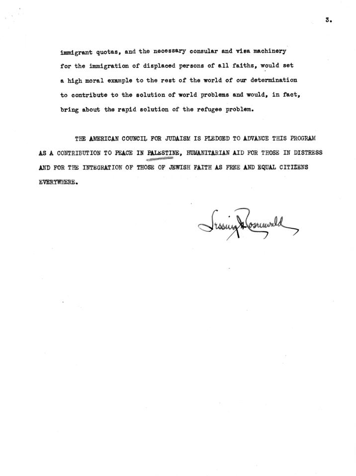 Proposal, Lessing J. Rosenwald to Harry S. Truman