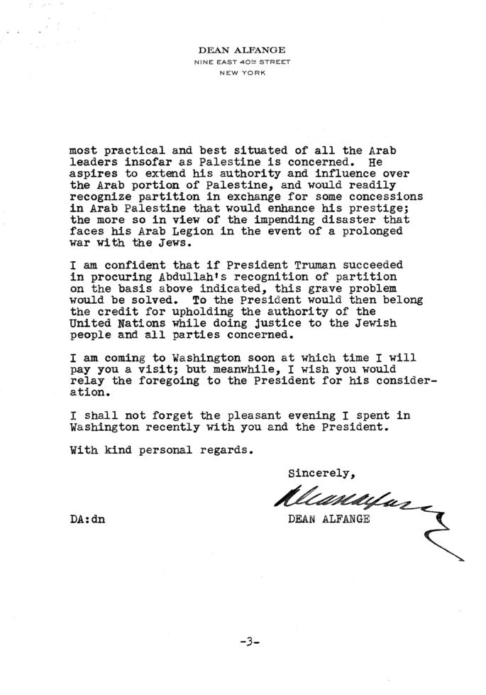 Correspondence between Dean Alfange, Harry Vaughan, and Harry S. Truman