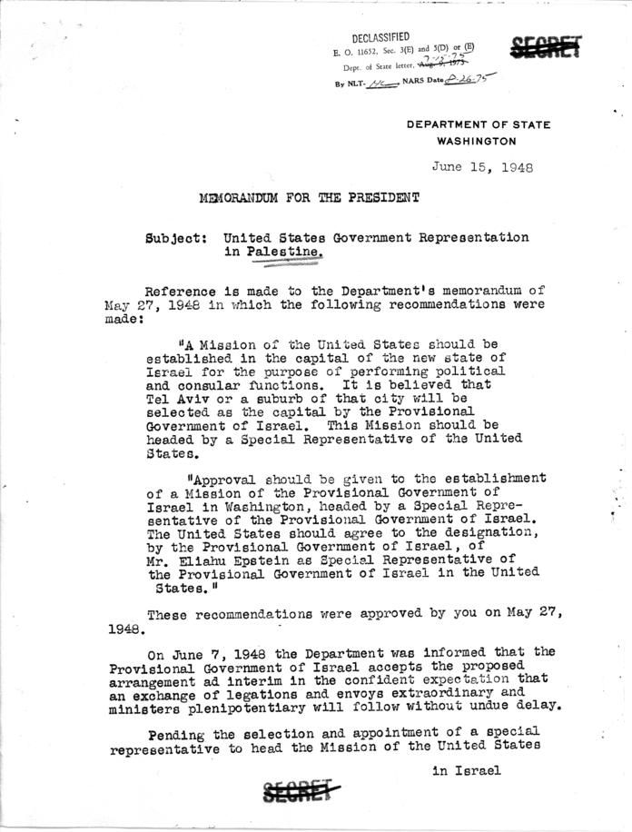 Memo and press release, Robert Lovett to Harry S. Truman