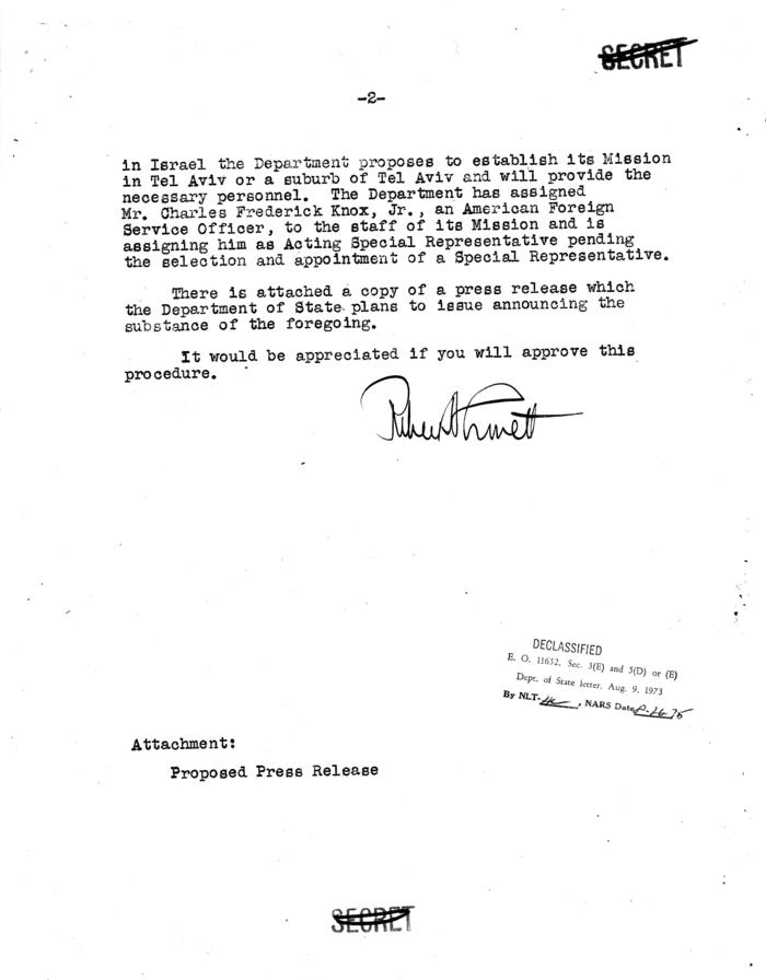 Memo and press release, Robert Lovett to Harry S. Truman