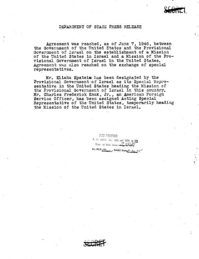 Memo and press release, Robert Lovett to Harry S. Truman