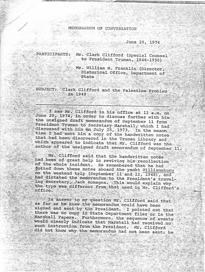 Memo to George Marshall and Explanatory notes by William Franklin