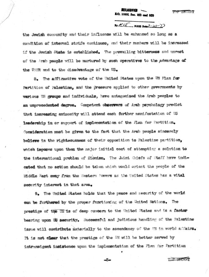 Draft of "The Position of the United States with Respect to Palestine"