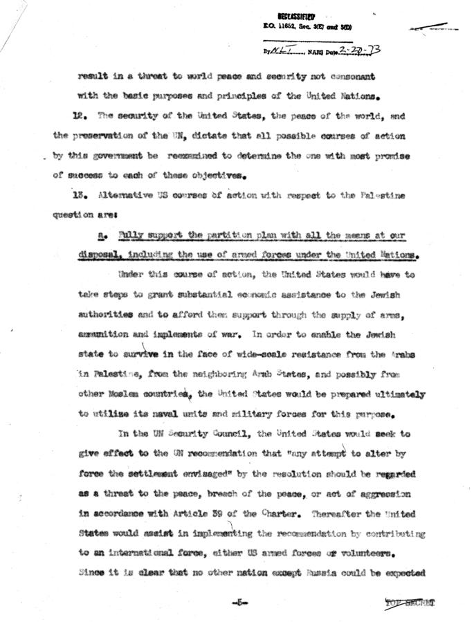 Draft of "The Position of the United States with Respect to Palestine"