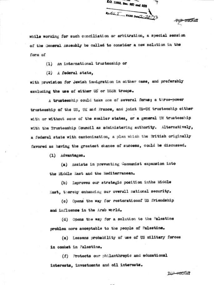 Draft of "The Position of the United States with Respect to Palestine"