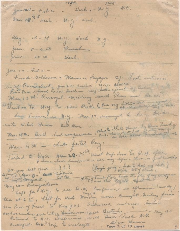 Chronology of events relating to Palestine and the recognition of Israel, 1945-1949 by Eddie Jacobson, with notes by Frank Adler