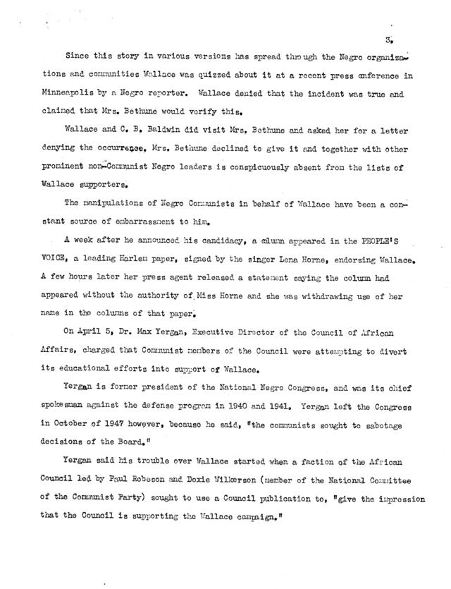 Americans for Democratic Action to Oscar Chapman, with attached report, \"Henry A. Wallace: The First Three Months\"