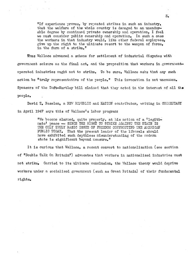 Americans for Democratic Action to Oscar Chapman, with attached report, \"Henry A. Wallace: The First Three Months\"