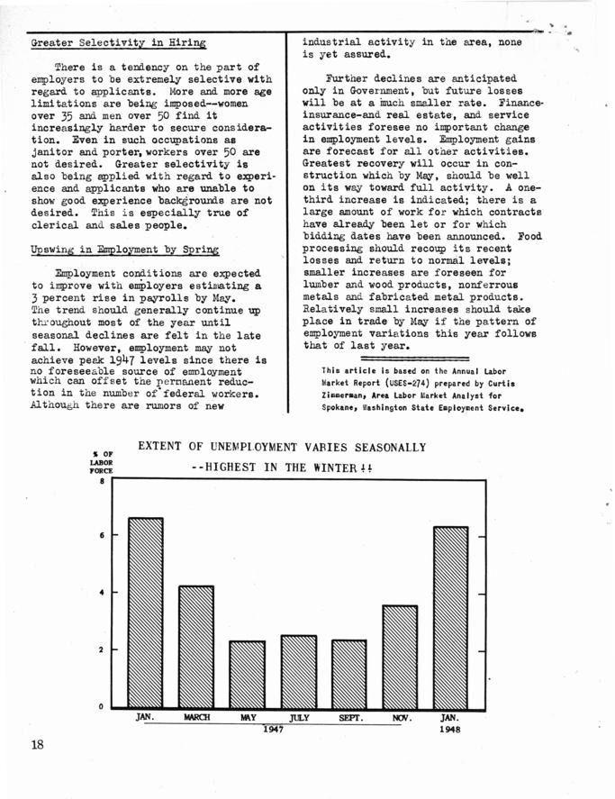 Employment report, Spokane, Washington