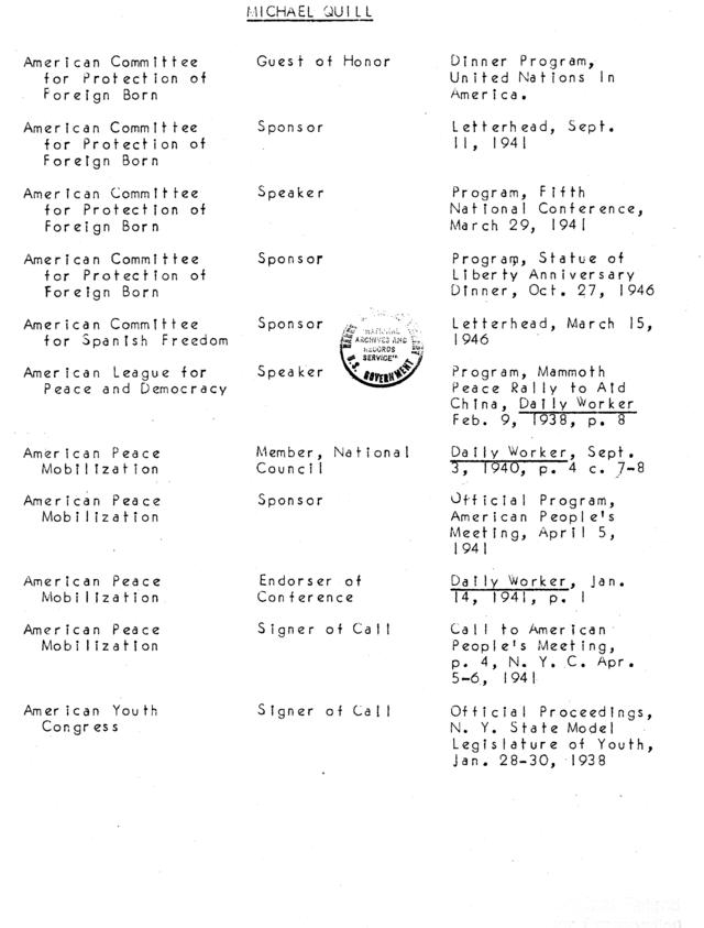 Dossier on Michael Quill