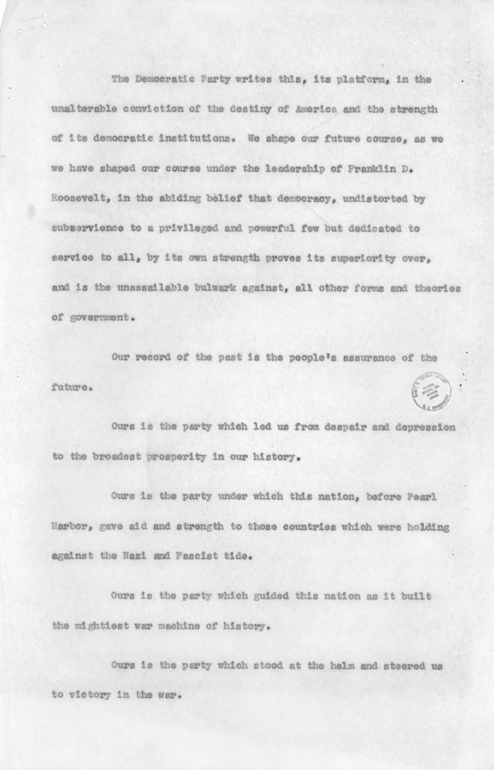 Draft of Democratic Party platform