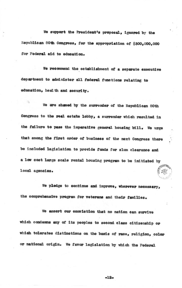 Draft of Democratic Party platform