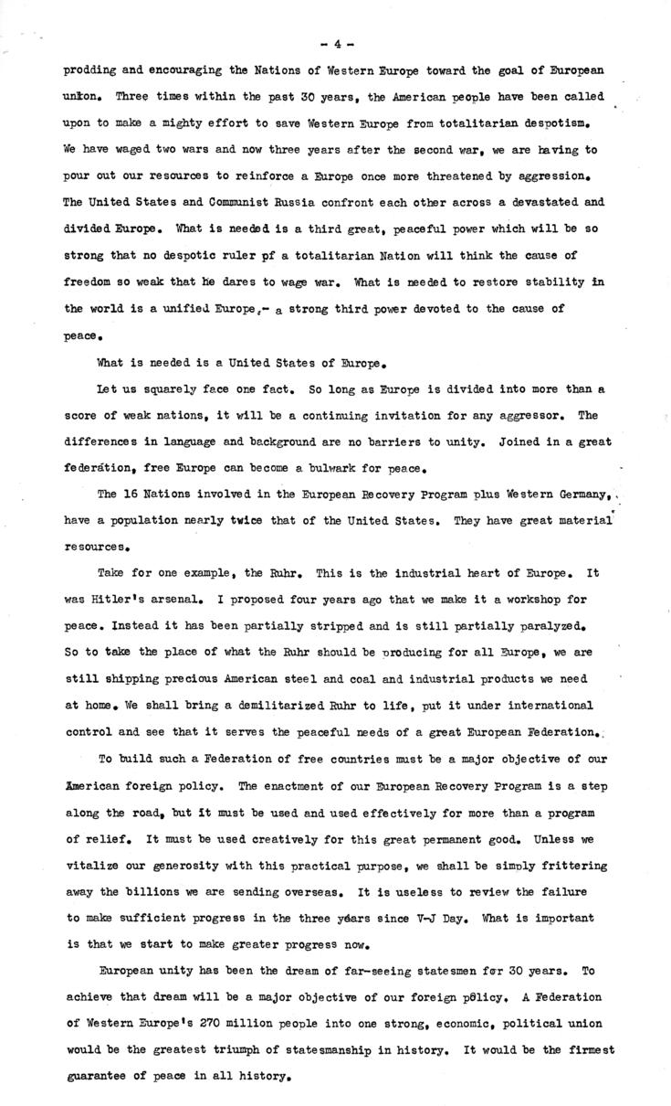 Press release, speech of Thomas E. Dewey