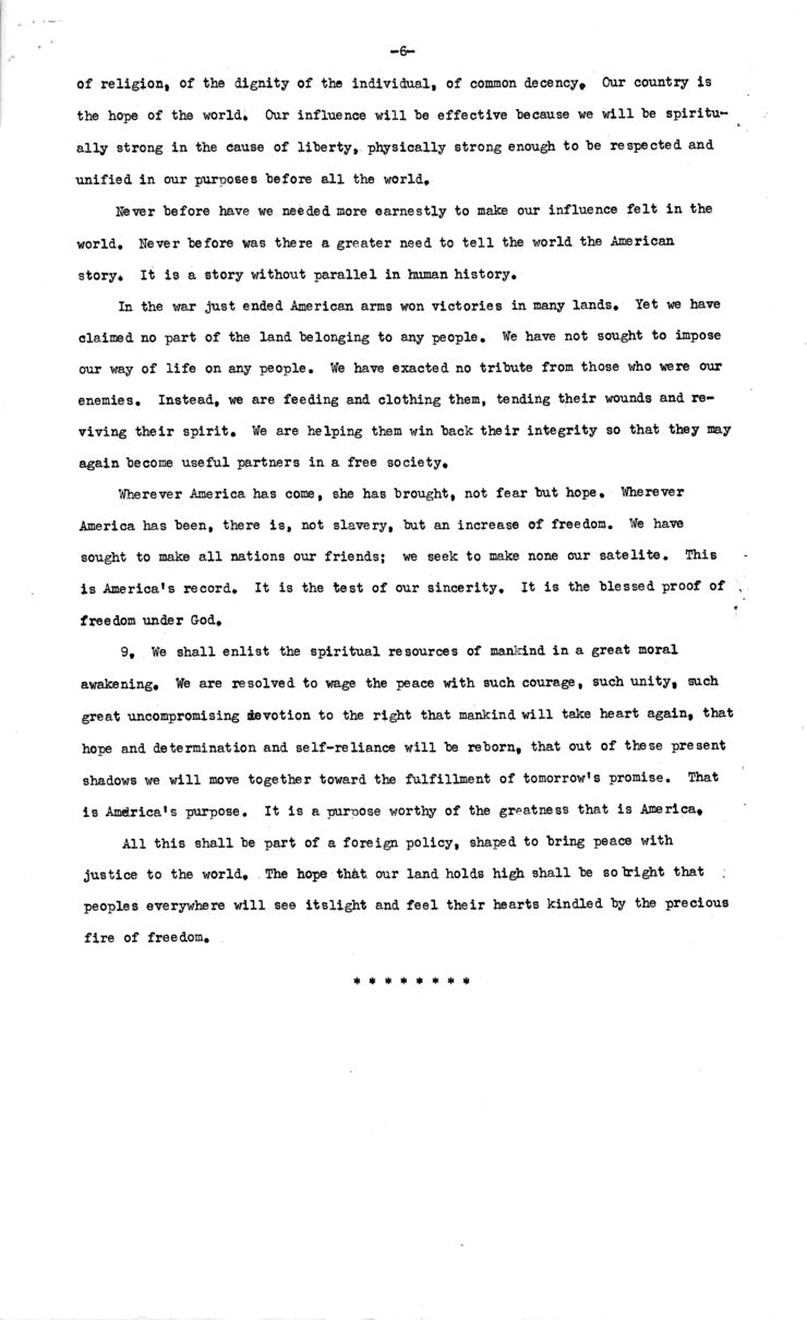 Press release, speech of Thomas E. Dewey