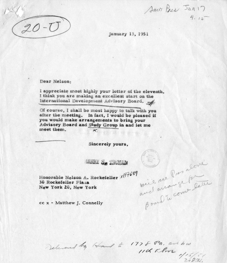 Correspondence Between Nelson Rockefeller and Harry S. Truman, with Related Material