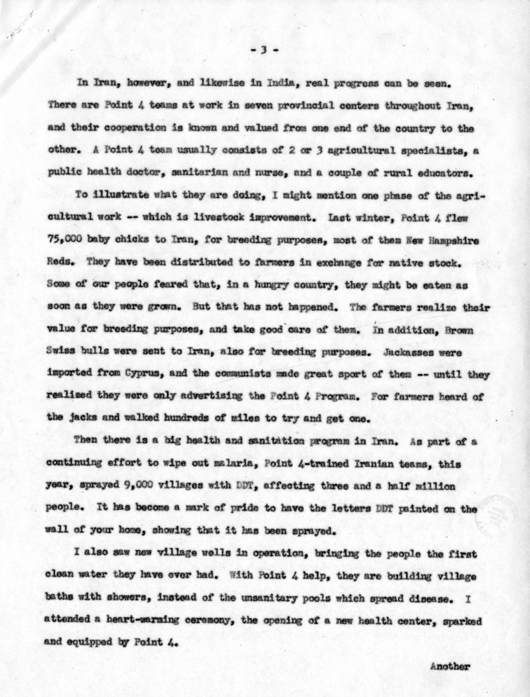 W.J. McWilliams to Roger Tubby, with Attached Speech Delivered by Mr. Jonathan B. Bingham