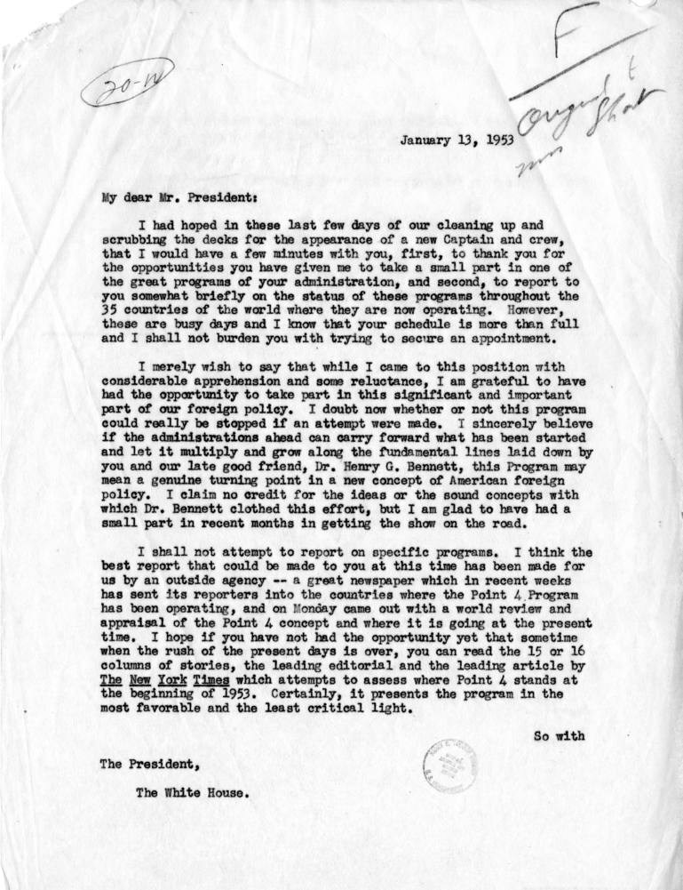 Stanley Andrews to Harry S. Truman